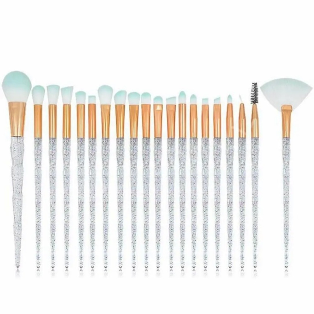 20 Pcs Cristal Eye Makeup Brushes Tool Set Eye Shadow Foundation Powder